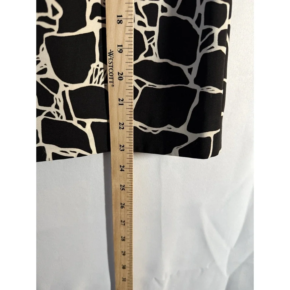 VTG Le Suit Petit Skirt Size 16 Black Cream Abstract Print A-Line Lined‎ Career